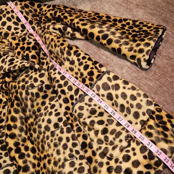 Vintage Leopard Print Faux Fur Coat Thigh Length Satin Lined Heavy Warm Custom - Picture 16 of 16